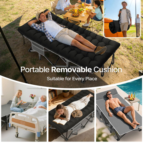 32In XXL Folding Camping Cot, 900LBS Heavy Duty Sleeping Cot with Pillow Mattress