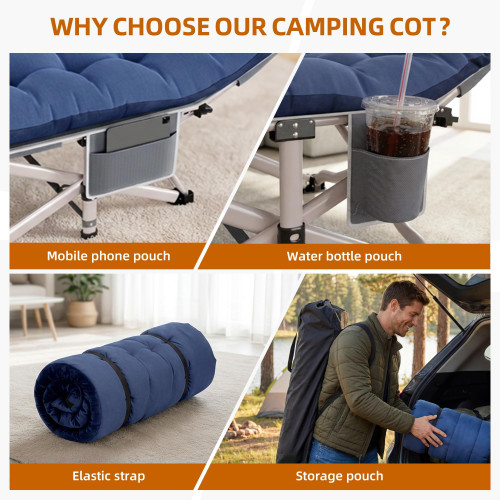 amping Cot for Adults 2 Pack, Heavy Duty Folding Sleeping Cots with Carry Bag