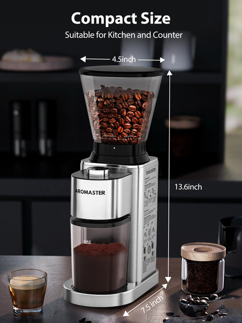 Coffee Grinder with 48 Gind Settings, Conical Coffee Bean Grinder for Home Use,Stainless Steel