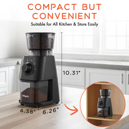 Ollygrin Conical Burr Coffee Grinder Electric, Coffee Grinder with 30 Grind Settings