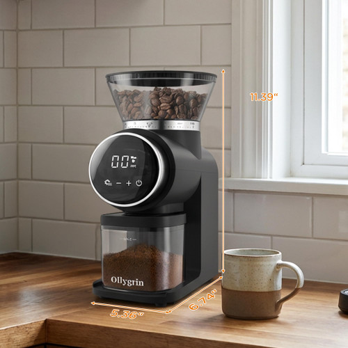 Ollygrin Conical Burr Coffee Grinder Electric, Compact Coffee Grinder for Home Use