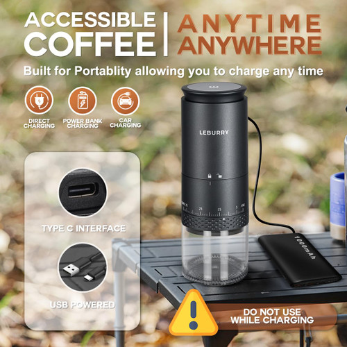 Portable Espresso Grinder with Stainless Steel Conical Mill for Travel, Camping