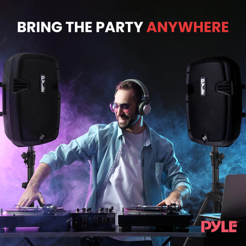 Pyle Active + Passive PA Systems - Dual 8inch 700 Watt Max Power Output Speaker with Microphone, Bluetooth Wireless Streaming