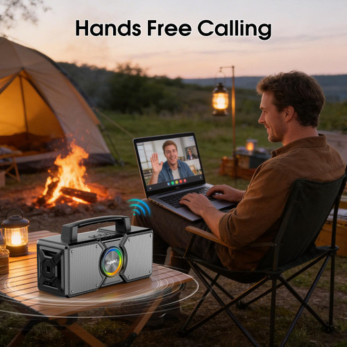 Hupoaf Speakers Bluetooth Wireless,160W Max Loud Bass Outdoor Speaker, IPX7 Waterproof, Boombox Sound