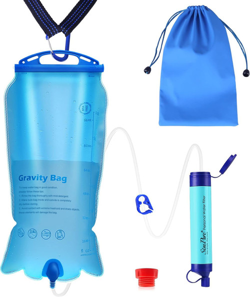 Gravity Water Filter, Portable Gravity-Fed Water Purifier with 3L Bag, Tree