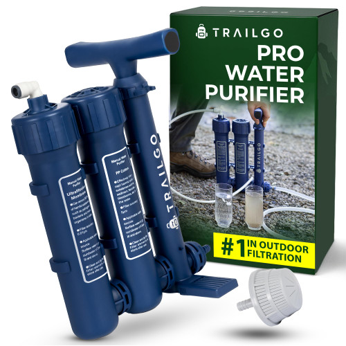 Water Purifier Water Purification System for Survival - High-Volume Hand Pump Portable Water Filter for Camping