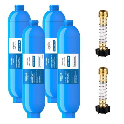 Water Filter with 2 Flexible Hose Protector, NSF Certified, 4 Pack