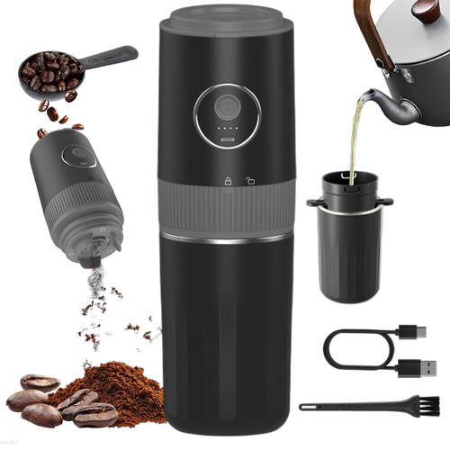 Electric Coffee Grinder and Brewing Kit, Rechargeable, Conical Burr Mini Coffee Grinder with Filter