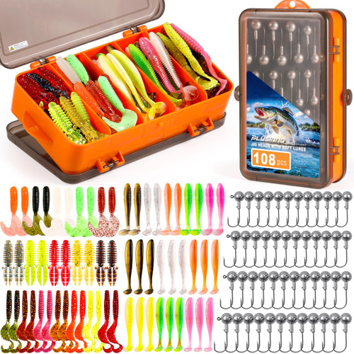 Fishing Lures, 108PCS Tackle Box with Tackle Included Paddle Tail