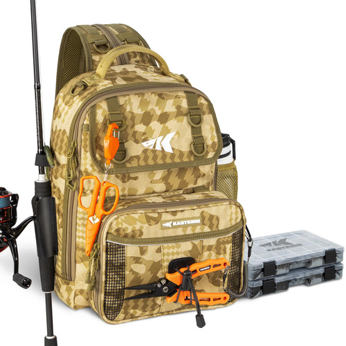 KastKing BaitSpace Fishing Sling Bag, Fishing Backpack with Rod & Beverage Holder
