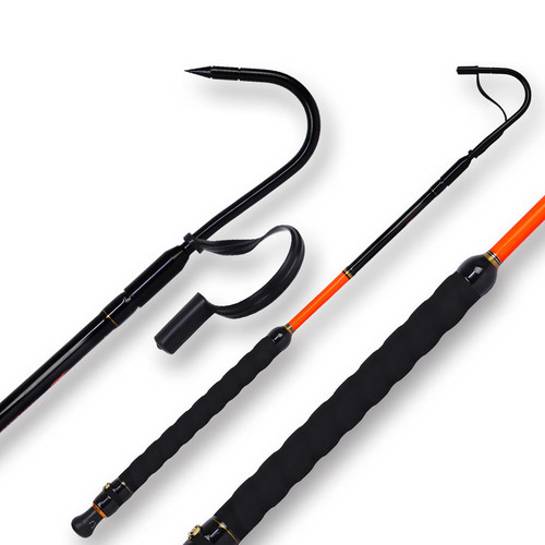Fishing Gaff with Stainless Steel Hook Fiberglass Pole Non-Slip