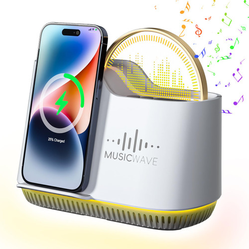 Touch Control Bedside Lamp with Dimmable Dynamic Colored Lights, 15W Wireless Charging Station, Phone Holder, Gifts for Girls Boys