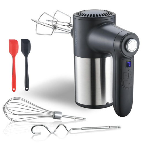 Digital Display Rechargeable Electric Mixer Handheld with 6 Stainless Steel