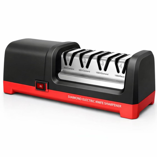 4-Stage Electric Knife Sharpener, Heavy Duty Knife Sharpener with 20° Precision Angle for Straight