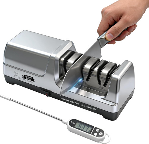 Electric Knife Sharpener for Kitchen—Fast Sharpening to Restore and Polish