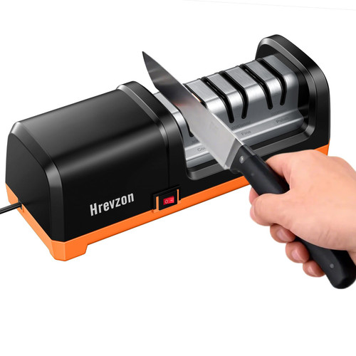 Electric for Kitchen Knives, with 100% Diamond Abrasives and Precision Angle Guides