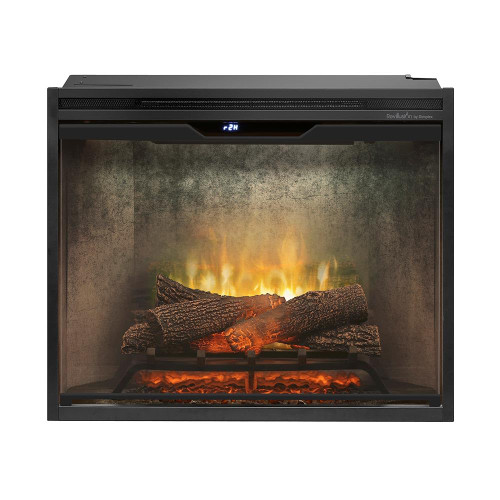 30 Inch Built-in Electric Firebox - Natural Concrete Background - Includes Realistic Faux Logset, Front Glass Panel, Firebox, and Plug Kit