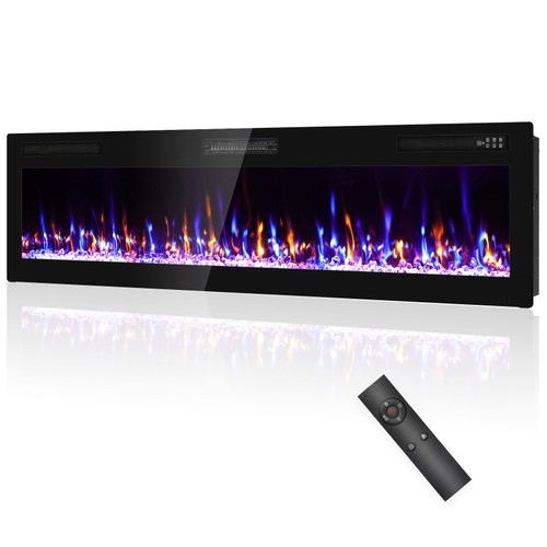 Electric Fireplace 72” Recessed and Wall Mounted Fire Places with Remote Control, Screen Control