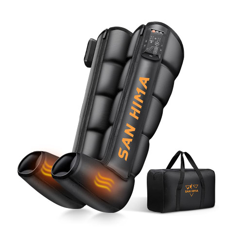 SAN HIMA Cordless Air Compression Leg Massager with Heat - Sequential Full Leg Compression Boots for Circulation & Pain Relief