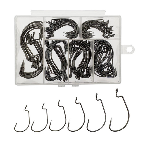 Fishing Hooks, 110pcs Bass Hooks Fishing, 6 Sizes Fishing Hooks Freshwater