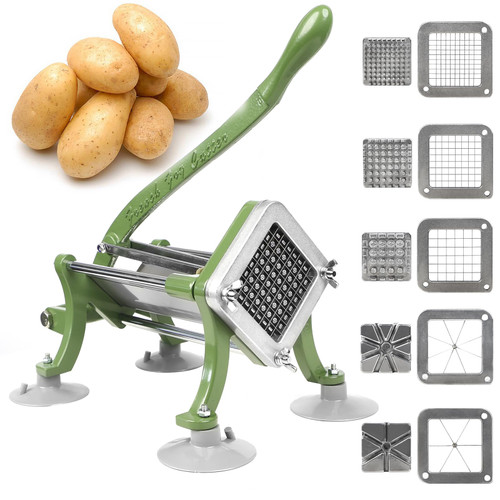 French Fry Cutter Commercial Potato Slicer with Suction Feet Complete Set