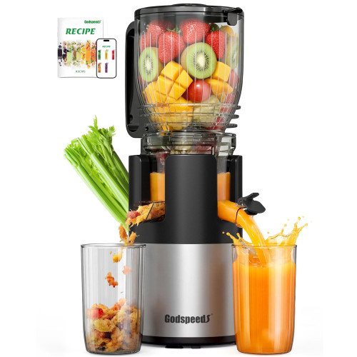 Godspeeds Juicer Machines with 5.8" Large Feed Chute, Slow Masticating Cold Press Juicer for Whole Fruits & Vegetables