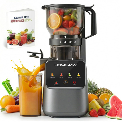 HOMEASY Cold Press Juicer Machines, 5.8'' Large Feed Chute for Whole Fruits and Vegetables