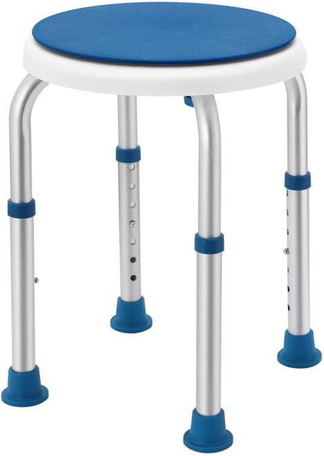 Homfa 360 Degree Rotating Shower Stool, 7 Height Levels Bathtub Chair, Non Slip Bath Seat for Inside Shower, 103C, Blue