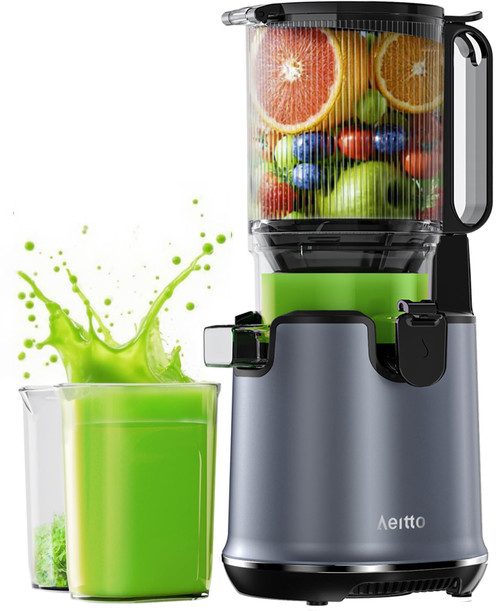Aeitto Juicer Machines, 5.3" Extra Wide Mouth, Cold Press Juicer, Easy to Clean, Fit Whole Vegetables & Fruits
