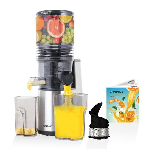 VITAPLUS Stainless Steel Sleeve Cold Press Juicer, AC Motor Slow Masticating Juicer, Plastic-Free Extractor for Whole Fruits & Vegetables