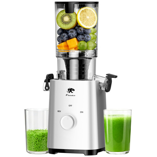 Cold Press Juicer, Juicers Machines - 5.3" Large Feed Chute for Whole Fruits & Vegetables, Powerful AC Brushless Motor, 99% Juice Yield, Ultra Quiet, Easy Clean, Extra one Replace juicer strainer