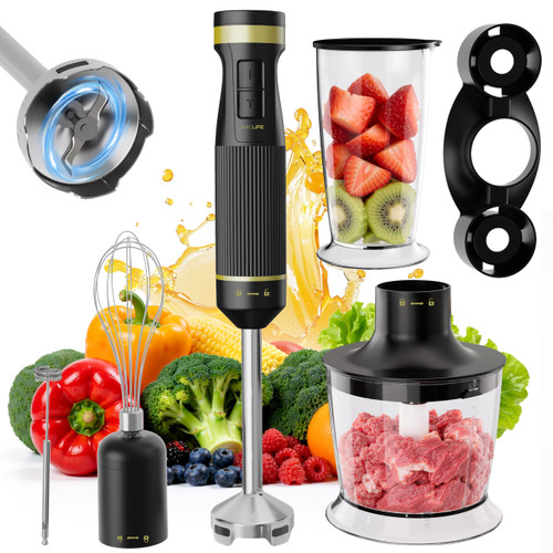 1200W Immersion Blender Handheld, 5-in-1 Variable Speed Emulsifier Hand Blender