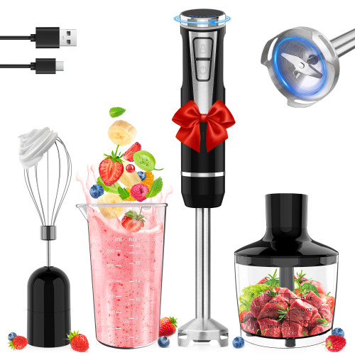 Cordless Immersion Blender Handheld, 4-in-1 Cordless Hand Blender