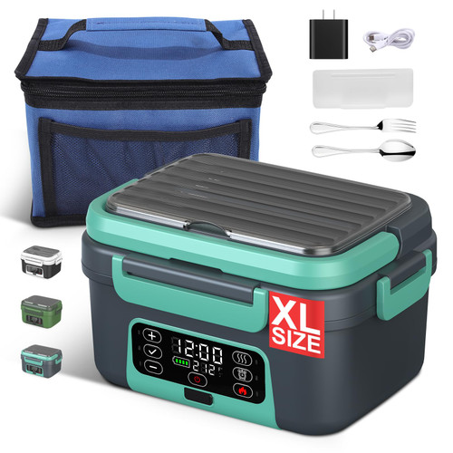 Cordless Electric Heated Lunch Box, 1.5L - 6.3 Cups 20000 mAh 100W Rechargeable Smart Self-Heating Food Warmer