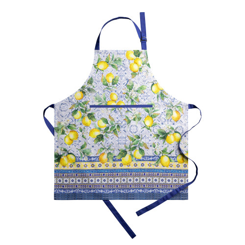 Maison d' Hermine Apron for women with Pocket 100% Cotton 27.50"x31.50" 1 Piece Adjustable Neck Strap & long ties Apron Men, Chef, Wedding, Cooking, Gardening, Server Spring/Summer (Citrus)