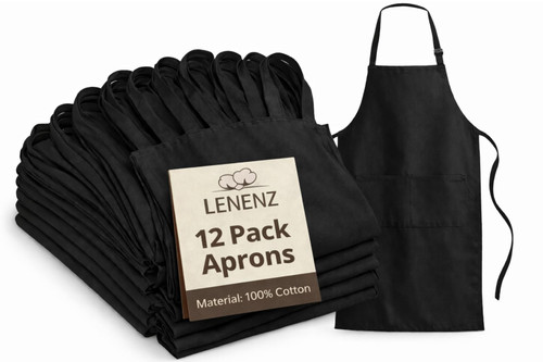 Adjustable Bib Apron - Pack of 12 Unisex Aprons for Men