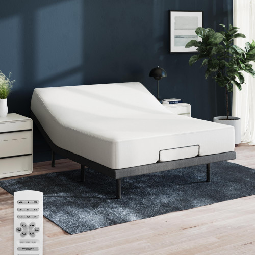 Nectar Full Adjustable Base & 12” Hybrid Mattress (New Version) - Head & Foot Incline - Medium Firm Memory Foam & Coils