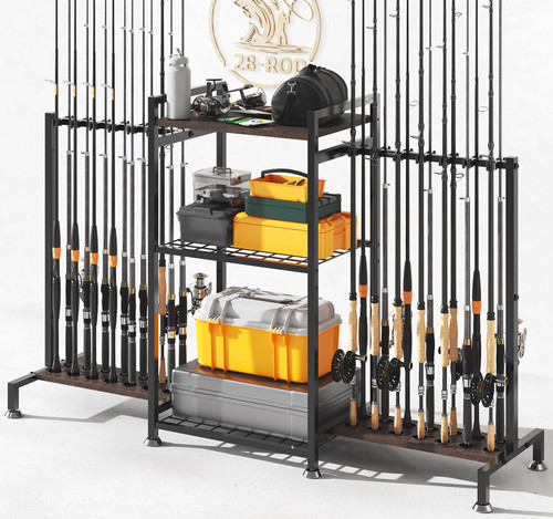 Fishing Rod Holder for 28 Rods, Ground Stand Fishing Pole Holders