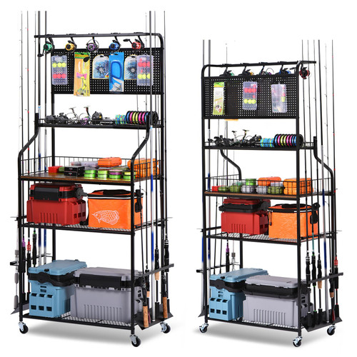 Heavy Duty Fishing Rod Rack, Fishing Organizer for Garage, Fishing Gear