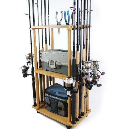 Rush Creek Creations 12 Fishing Rod Tackle Cart – Fishing Rod Rack & Tackle Storage