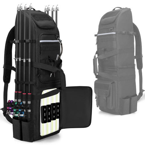 Fishing Rod Bag Backpack Holds 8 Rods & Reels, Fishing Tackle