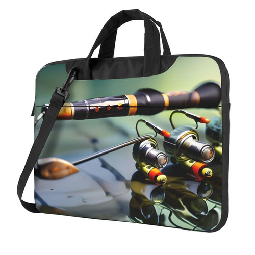Fishing Rod Print Travel Laptop Bag Lightweight Case with Luggage