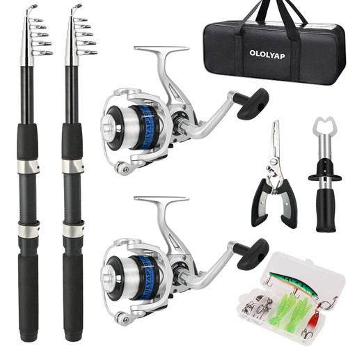 Fishing Pole Combo Set 6.9ft 2PCS Telescopic Fishing Rod and Reel