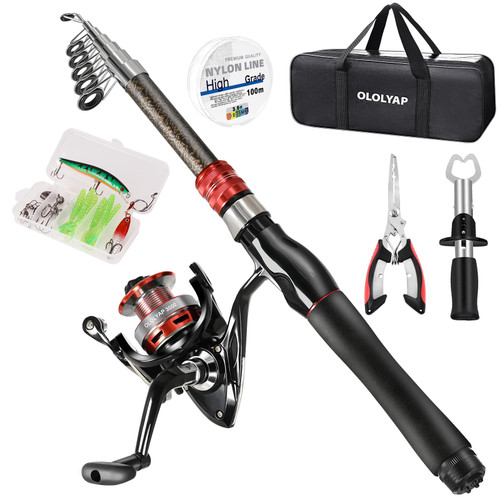 Fishing Pole Combo Set 6.9ft Telescopic Fishing Rod and Reel Combo