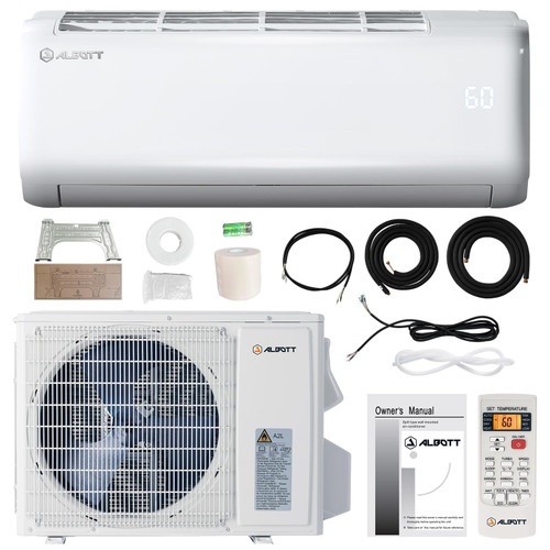 Albott 18000 BTU Mini Split Air Conditioner Heat Pump, Ductless Inverter AC, Cools up to 1250 Sq. Ft, Energy-Efficient with Self-Cleaning, SEER2 19, 208-230V, Ideal for Home, Office