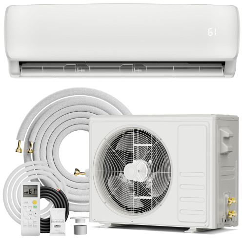 Mountman 9000 BTU Mini Split AC/Heating System,19 SEER2 110/120V Energy Efficient Ductless Inverter System,Cools Up to 450 Sq.Ft with Pre-Charged Condenser,Heat Pump & Installation Kits