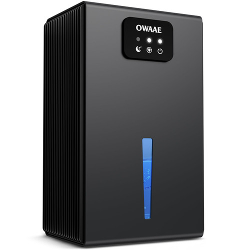 OWAAE Dehumidifier, 1000 sq.ft Quiet Dehumidifiers for Home Bedroom Bathroom Basement with 95oz Water Tank, Sleep Mode, Auto Shut-Off 7 Colors LED Light, Grey