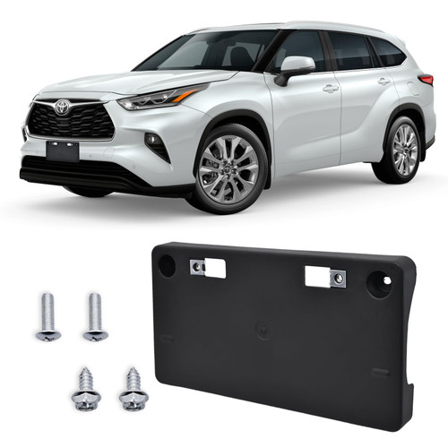 Front License Plate Frame for Toyota Highlander 2020-2024 Licence Plate Holder fits Perfectly with Curvature of Front Bumper Ram License Plate Frame Replace 521140E160 TO1068162