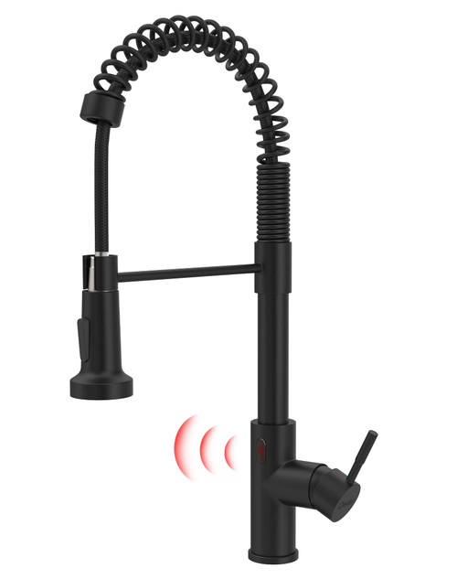 Matte Black Touchless Kitchen Faucet Motion Sensor Activated Smart Hands Free Kitchen Faucets