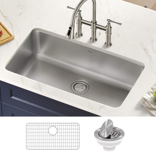 33-inch Undermount 16 Gauge Stainless Steel Single Bowl Kitchen Sink